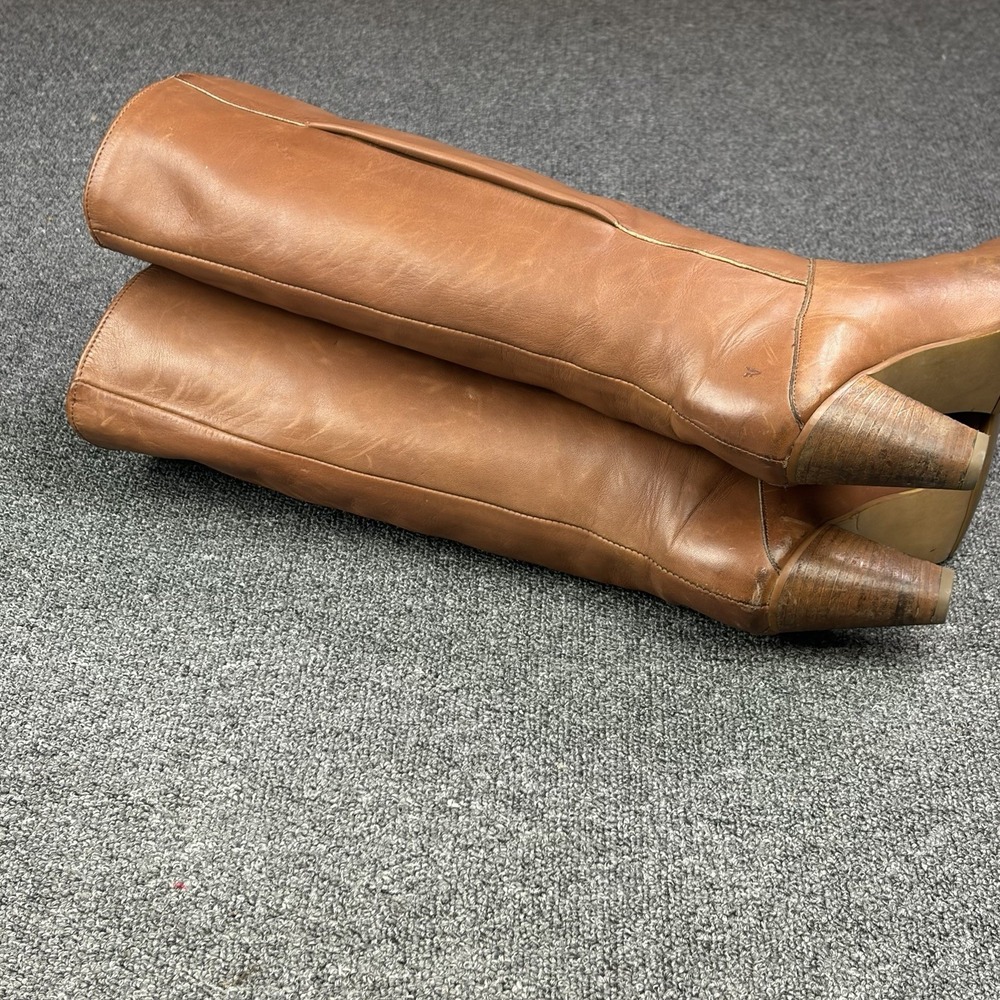 Vintage Frye Tall Campus Boots Cognac Brown Leather Heeled Women's 8 USA Boho - Picture 8 of 16